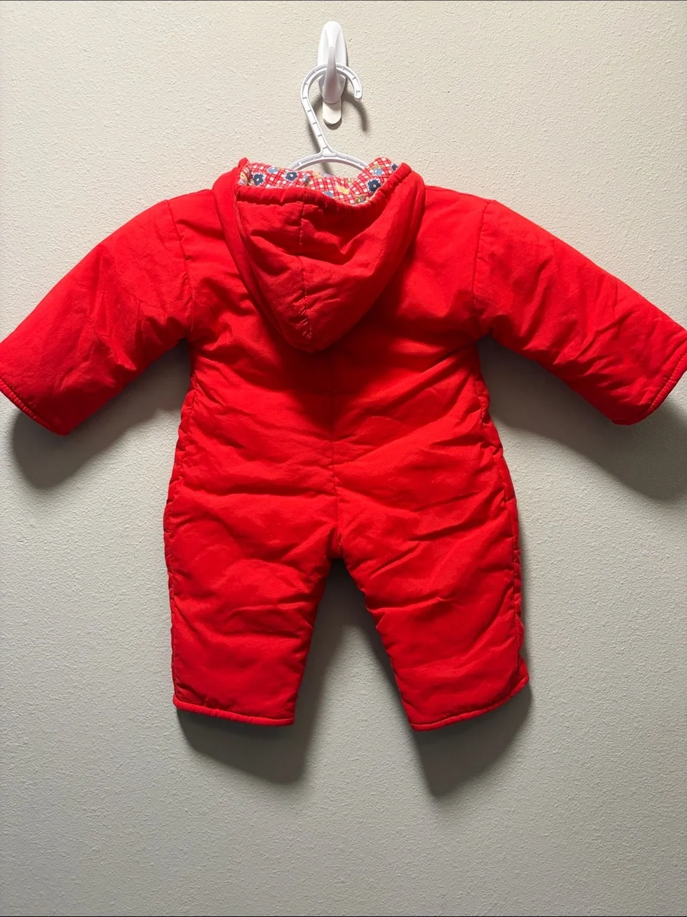 Vintage 90s Red Ski Bear Baby Snowsuit Bunting - Size 0 (0-3M)